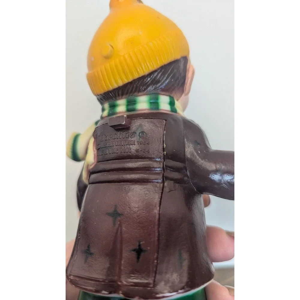 Vintage 1984 Carolites Boy Caroler Musical Christmas Plastic Ornament Works 6.5